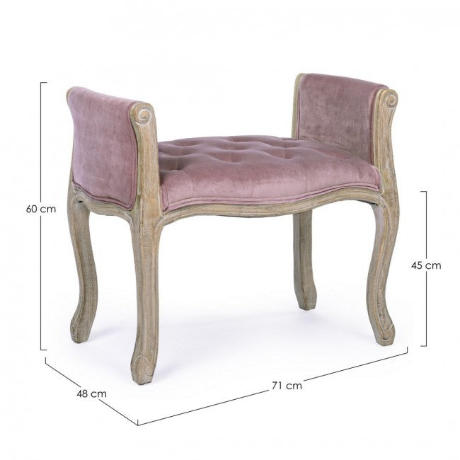 Banquette simple classique en velours en bois Diva 71 x 48 x 60 cm