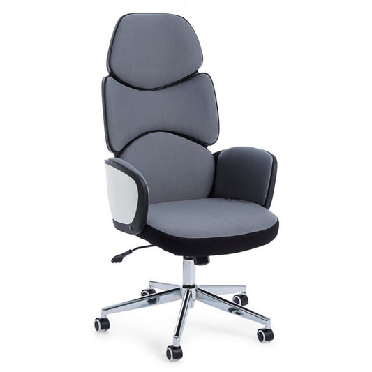 Fauteuil de bureau avec accoudoirs en tissu Gris Foncé ARMSTRONG 64x69 x h118,5-128 cm
