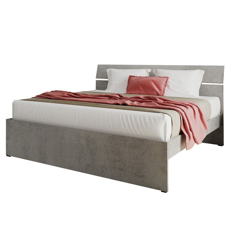 Lit double pour chambre couleur gris béton 200x171xH 98 cm