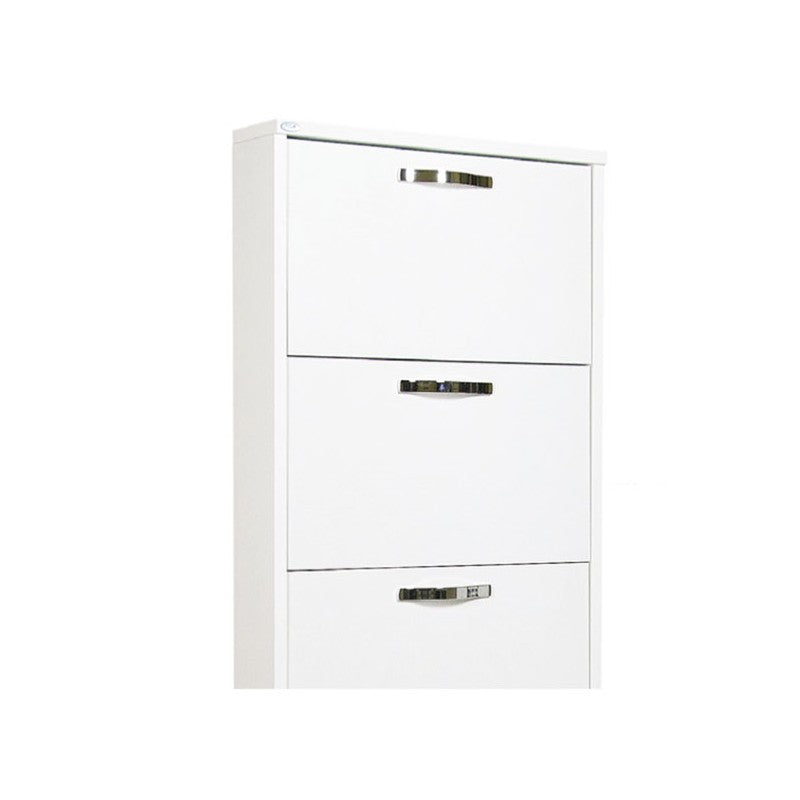 Étagère à chaussures Slim Frêne Blanc en bois mélaminé 5 abattants 180x65x15 cm