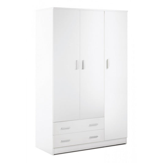 Armoire blanche trois portes deux tiroirs 115x52x h180 cm