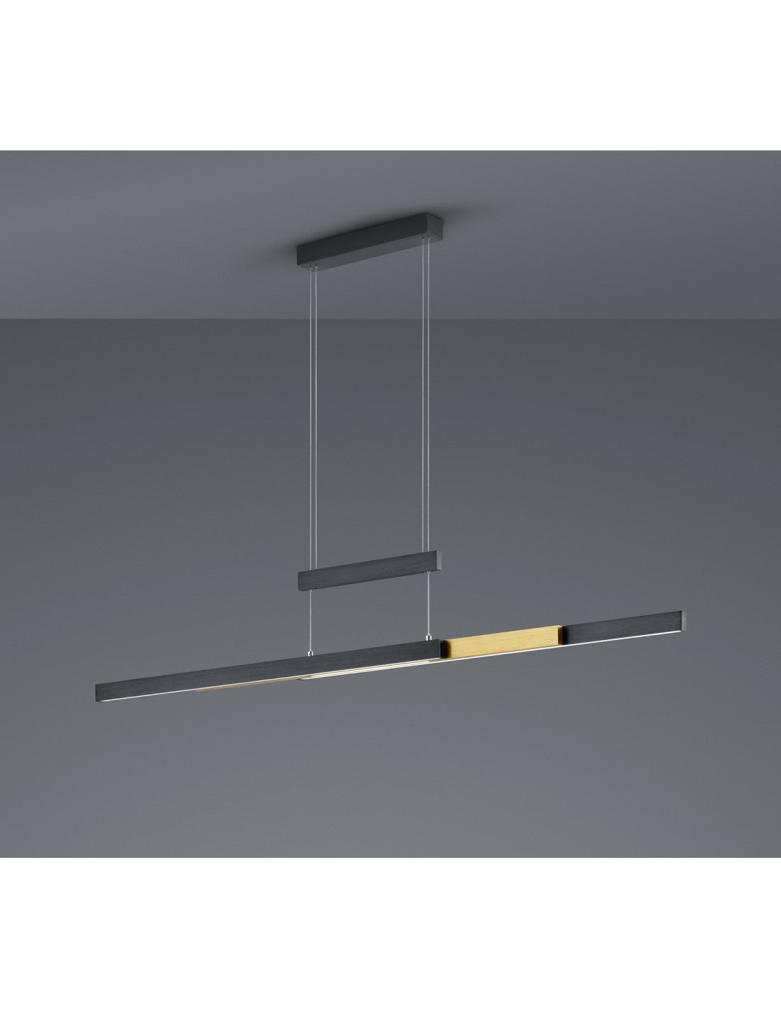 Trajan Lustre de Bureau Moderne Double LED Gradateur Tactile Noir et Laiton Trio Éclairage