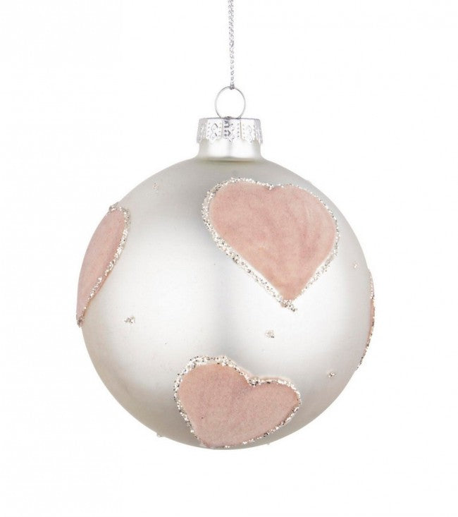 12x Sphère Vt Chic Argent Op Coeur Rose D80