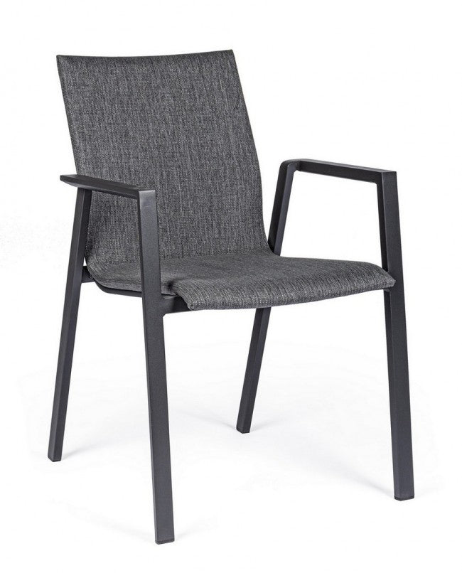 Chaise de jardin anthracite avec accoudoirs Bizzotto