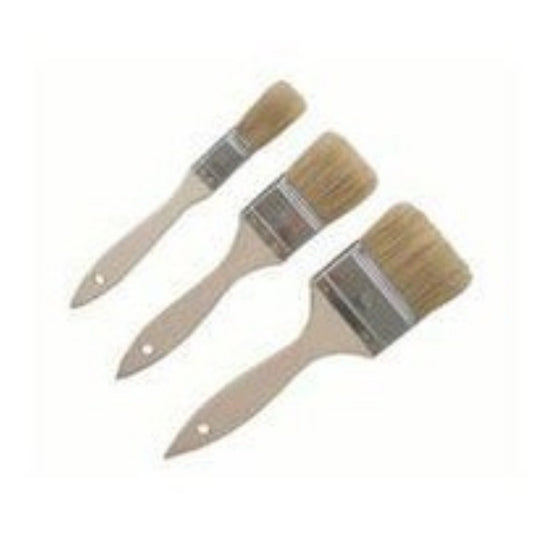 Lot de 3 brosses à poils avec manche en bois