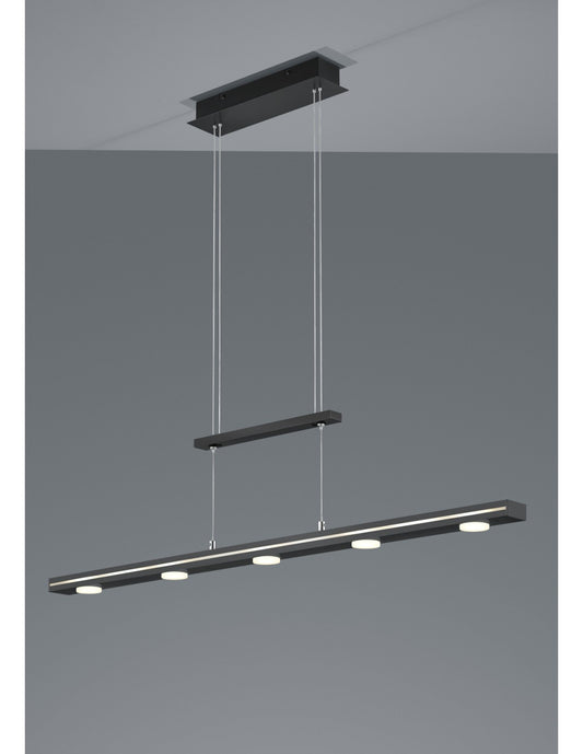 Plaque Rectangulaire à Suspension Noire 7 LEDs Dessus et Dessous Lacal Trio Lighting
