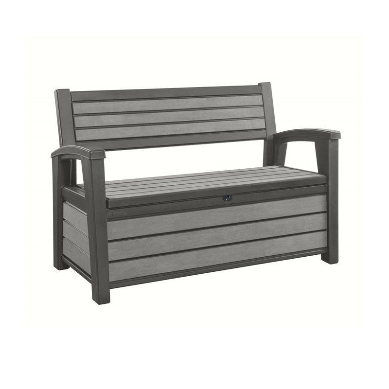 Coffre en résine finition effet bois HUDSON BENCH Graphite 132,7x61,2xh.89 cm
