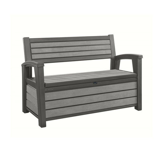 Coffre en résine finition effet bois HUDSON BENCH Graphite 132,7x61,2xh.89 cm