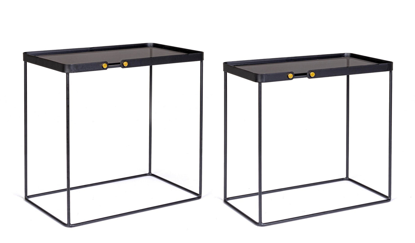 Set de 2 tables basses rectangulaires en acier noir Zeina