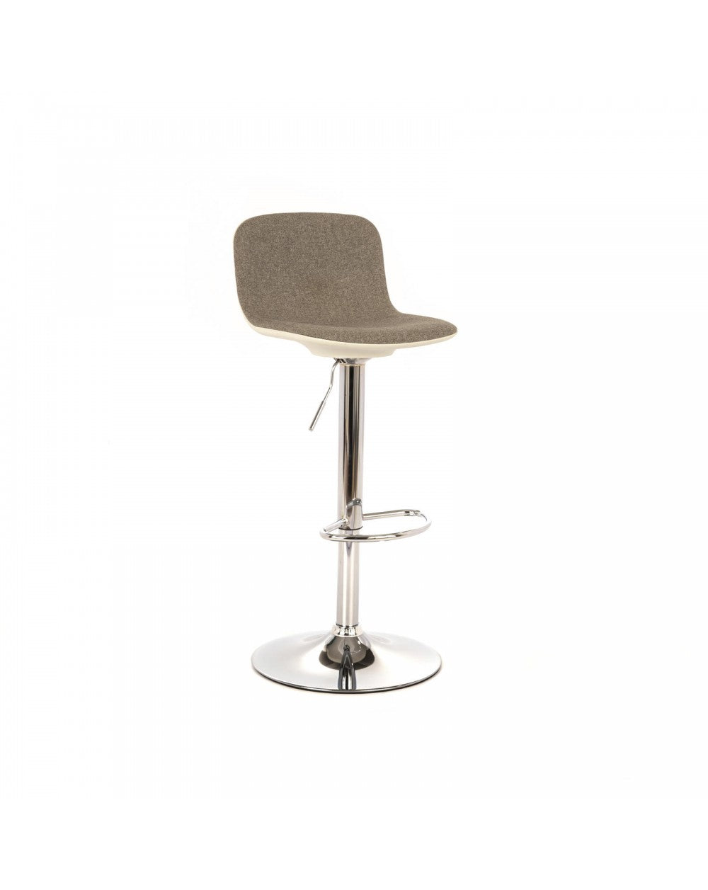 2x Tabouret en tissu gris clair-gris clair-blanc-gris chrome 38,5 cm x 36 cm H. 88-102 cm