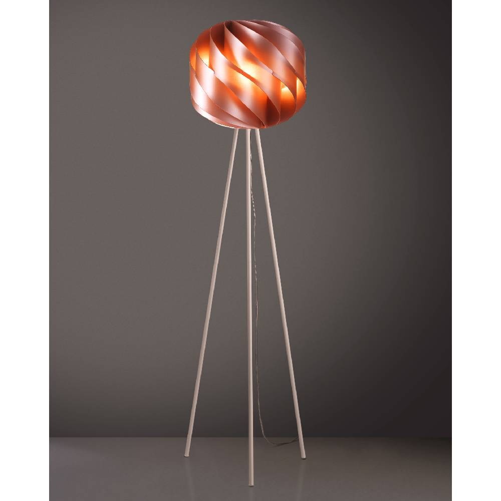 Lampadaire trépied en métal cuivré cm. 40 x 163 heures