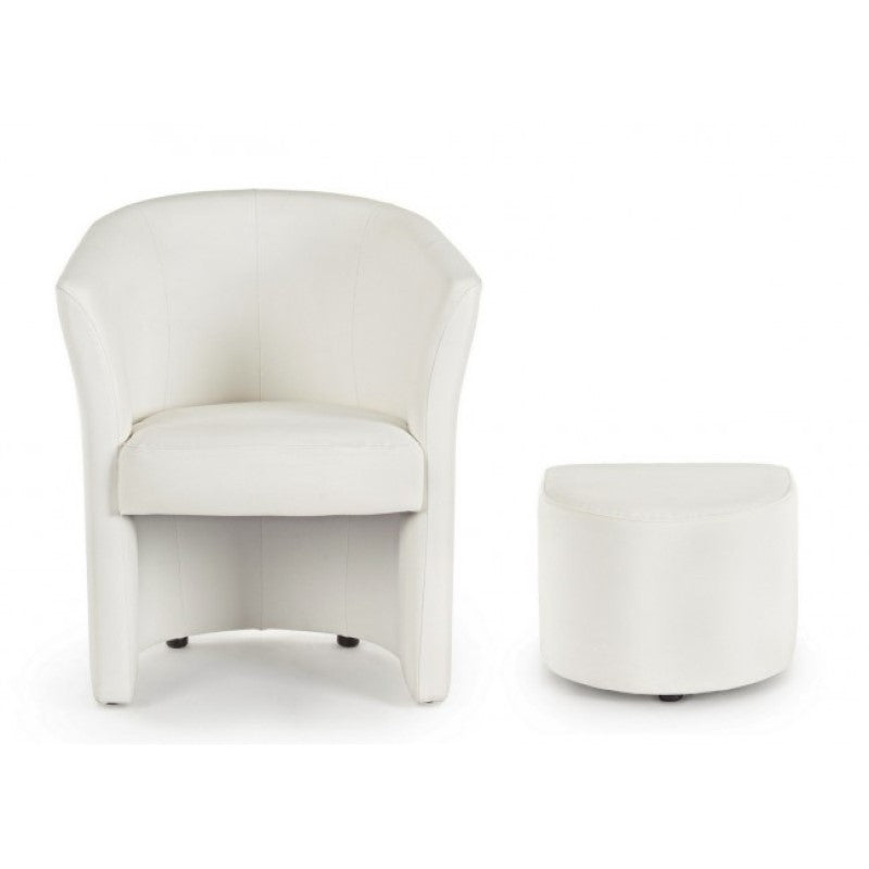 Fauteuil simili cuir avec pouf amovible Blanc RITA 64,5x 59,5x h78 cm
