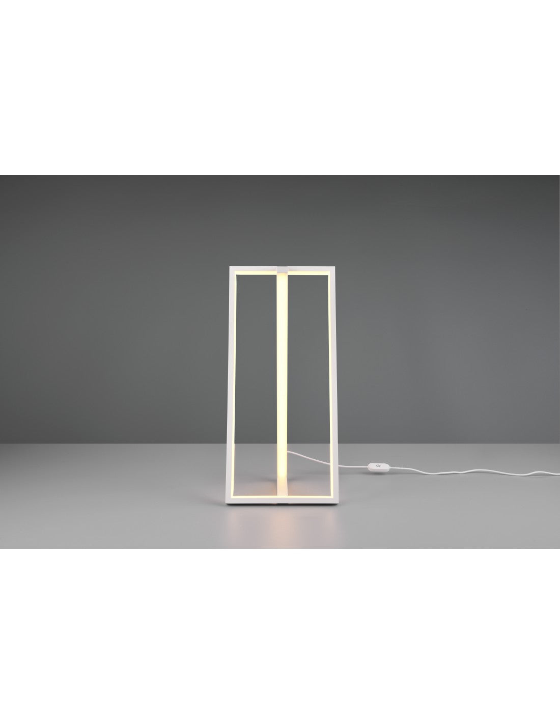 Lampe de table carrée moderne, variateur tactile, bord LED, blanc, trio d'éclairage
