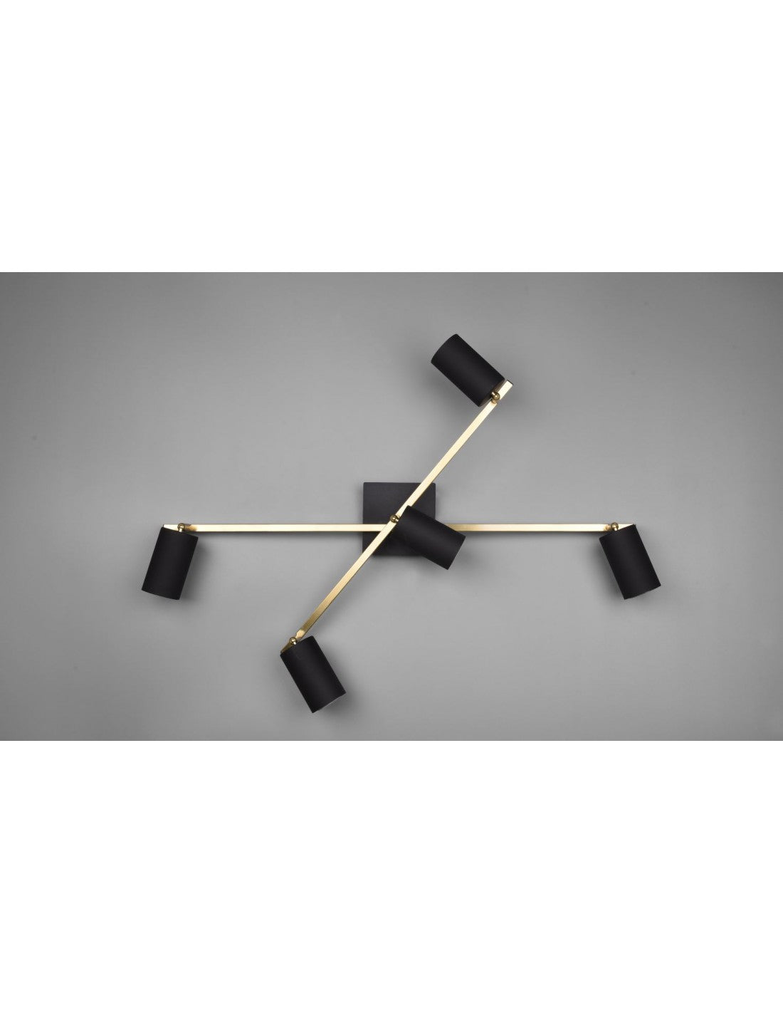 Spot Marley Tiges Dorées 5 Spots Cylindriques Noirs Ajustables Trio Éclairage