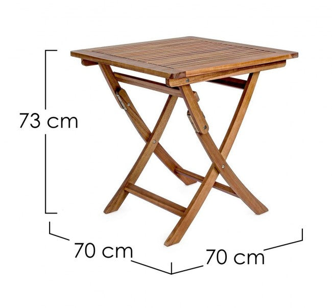 Table pliante d'extérieur Noemi en bois d'acacia 70x70x h73 cm
