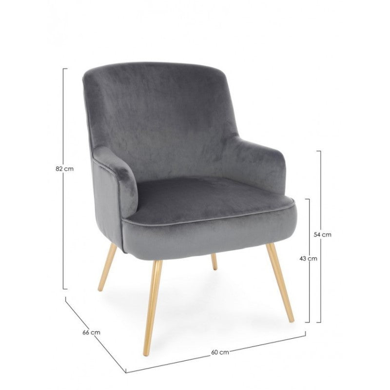 Fauteuil Clélia gris effet velours doré