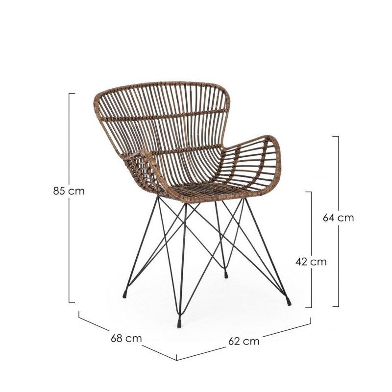 Fauteuil rustique en fibres naturelles Ventrus Croco