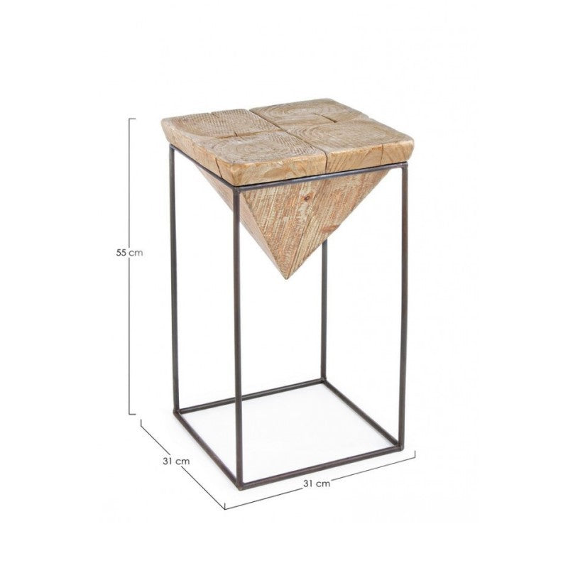 Tabouret en acier avec assise en sapin PRISMY 31x31xh.55 cm
