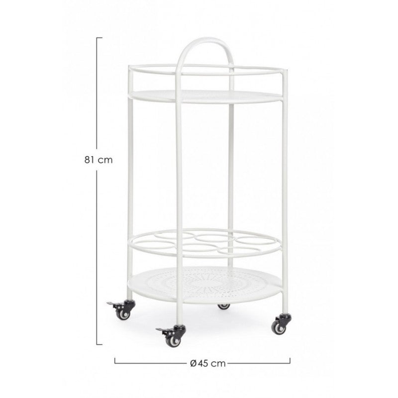 Chariot à bouteilles en acier blanc