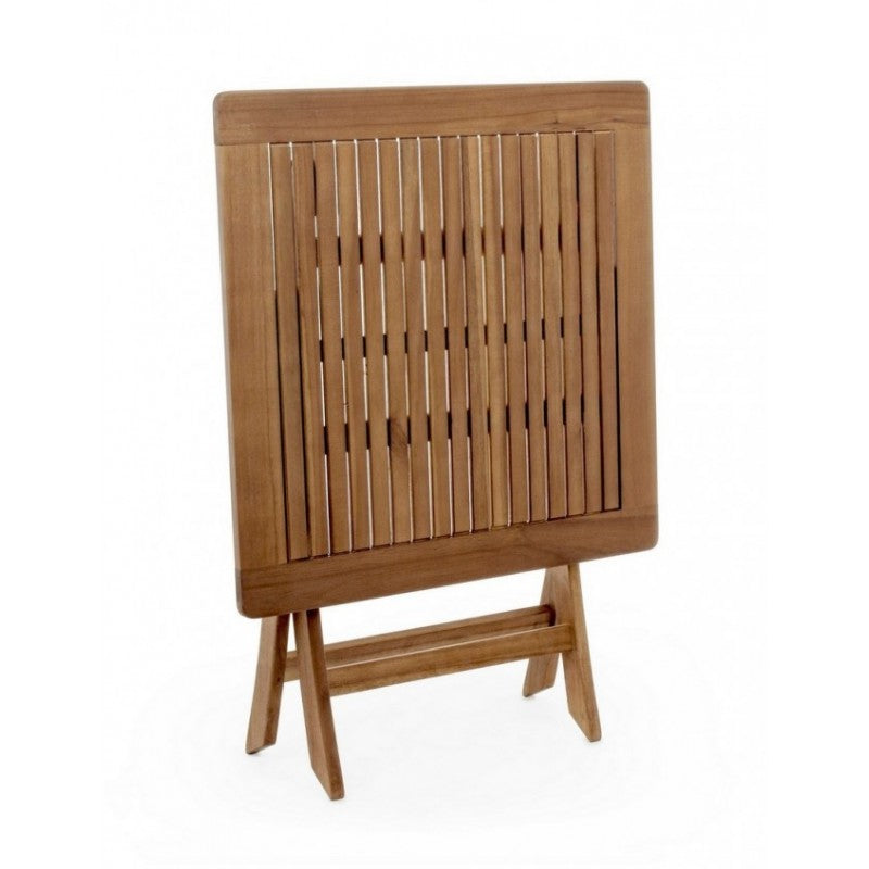 Table pliante d'extérieur Noemi en bois d'acacia 70x70x h73 cm