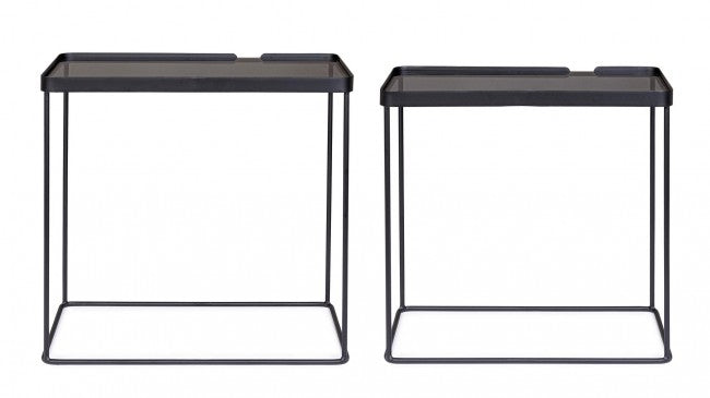 Set de 2 tables basses rectangulaires en acier noir Zeina