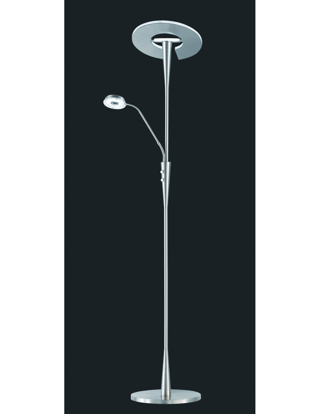 Lampe sur pied LED avec spot de lecture dimmable Québec Nichel Trio Éclairage