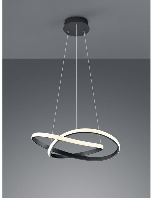 Suspension Cours Moderne Anthracite Noir Dimmable LED 27W Ø60 cm Trio Lighting