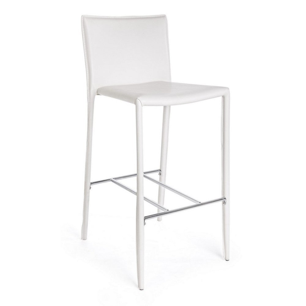 2x Tabouret style design en éco-cuir blanc