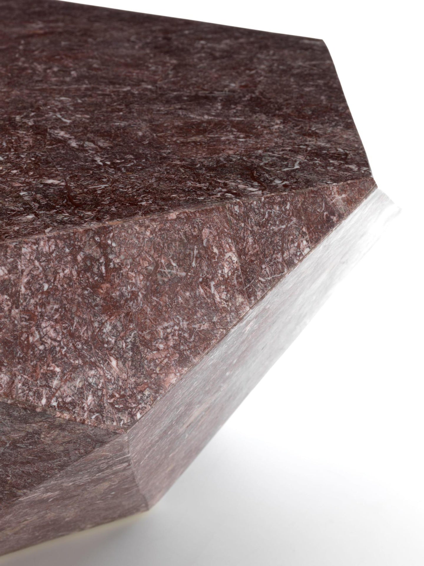 Table basse en pierre fossile avec plateau violet 102x102x40h cm