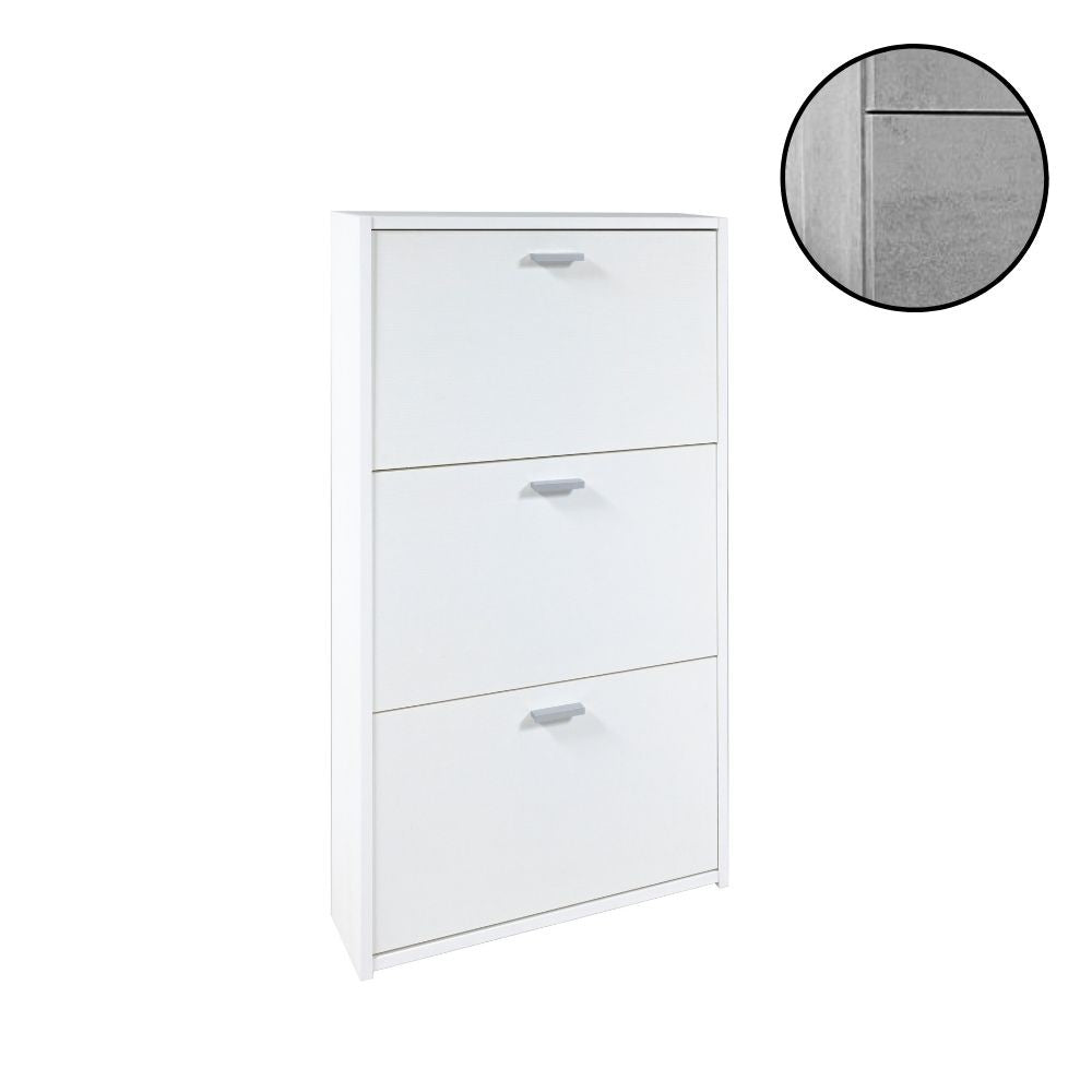 Étagère à chaussures slim avec 3 portes en béton 63x16,5x111