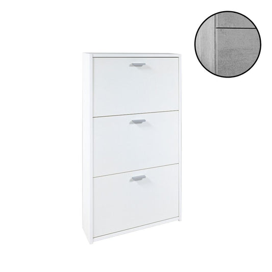 Étagère à chaussures slim avec 3 portes en béton 63x16,5x111