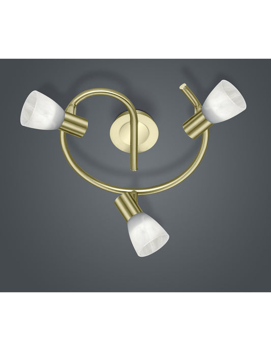 Plafonnier 3 Spots Verre Orientables Pinwheel Levisto Laiton Trio Lighting