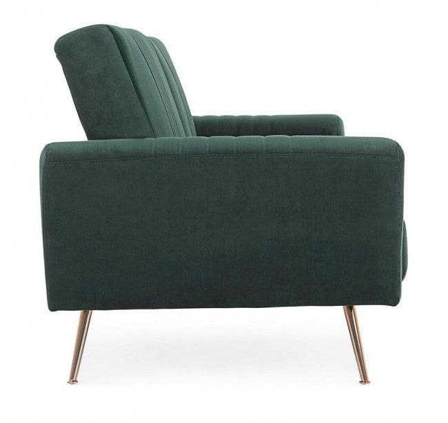 Canapé lit trois places en velours Vert Foncé JOHNNY 210x83x h85 cm