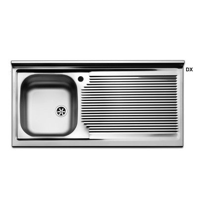 Évier à poser en inox, 1 bac, 100 cm, avec égouttoir à droite