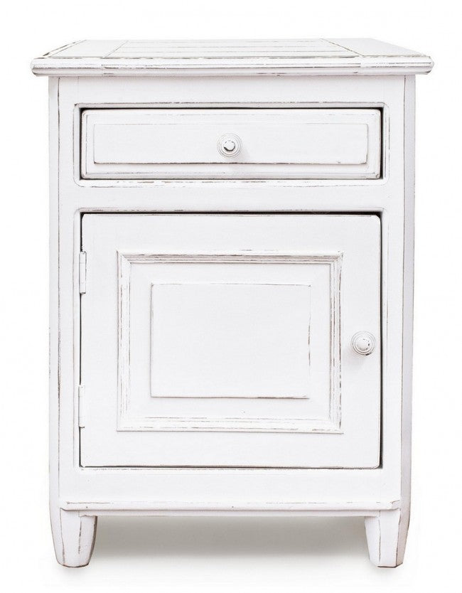 Table de chevet rustique Colette avec 1 porte et 1 tiroir gauche