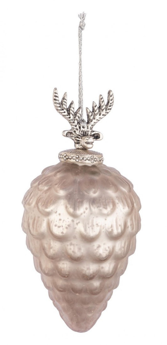 4x Pendentif Champagne Pomme de Pin Vt Decorum