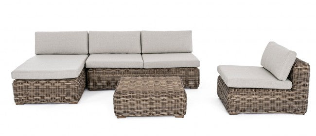 Table basse en aluminium et fibre synthétique style naturel 83x83