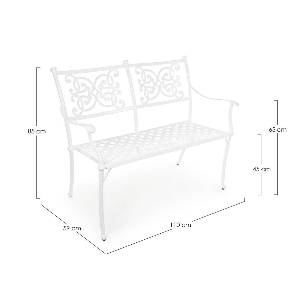Banc d'extérieur Giglio blanc 110 x 59 x 85 h cm