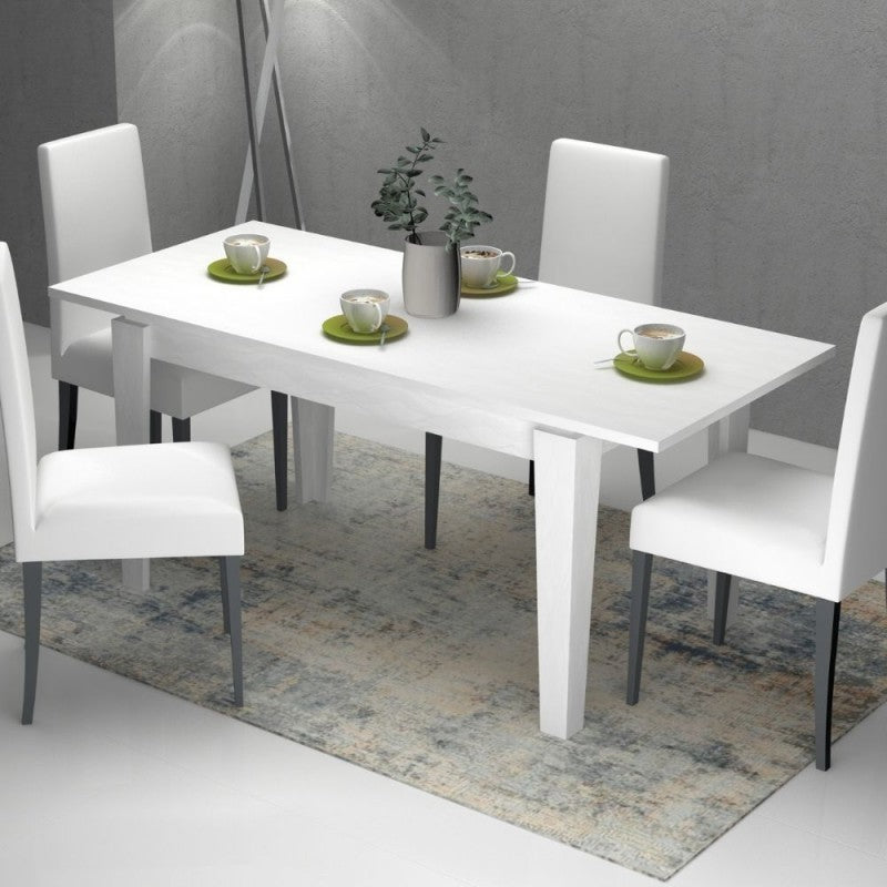 Table extensible Mélèze Blanc MEGARON 120-160X80 cm
