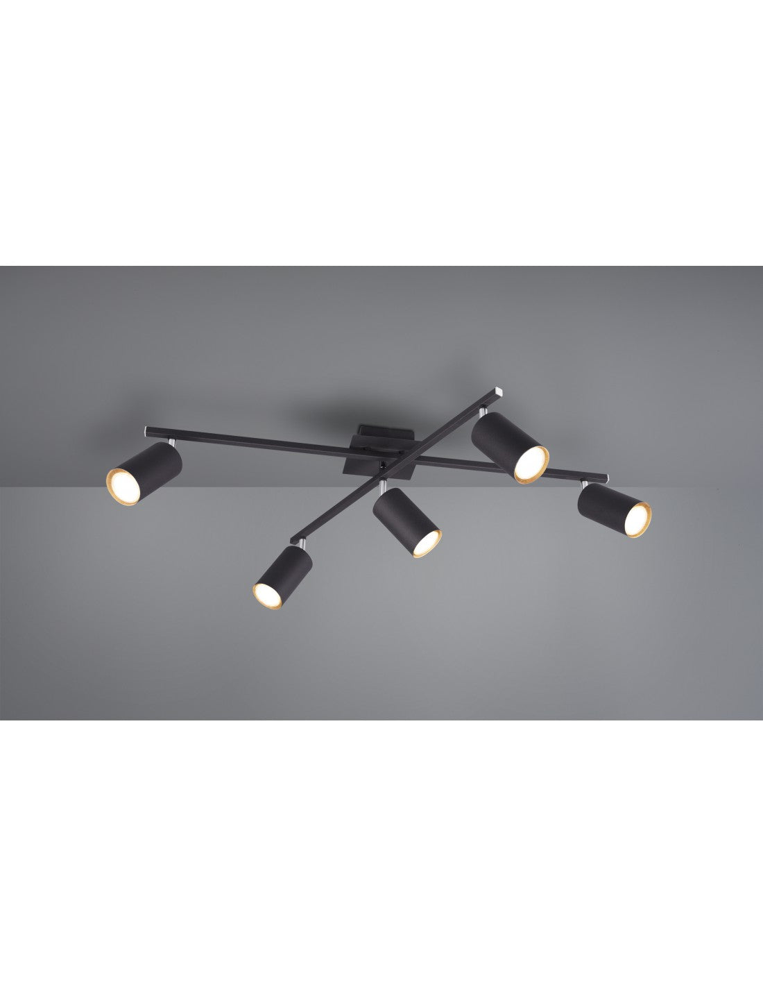 Plafonnier 5 Spots Orientables Marley Noir Trio Lighting