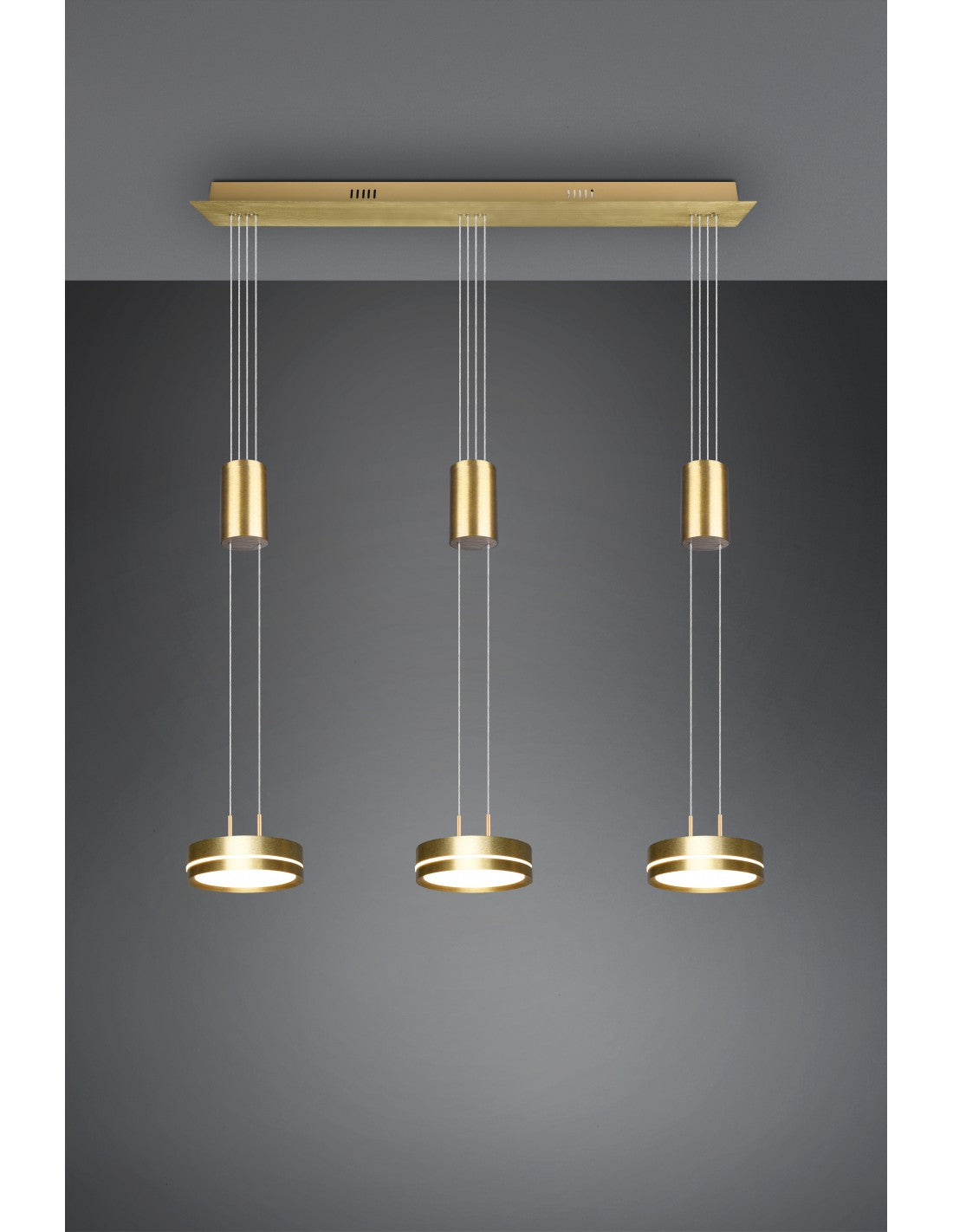 Lustre LED Moderne 3 Disques Laiton Franklin Trio Lighting