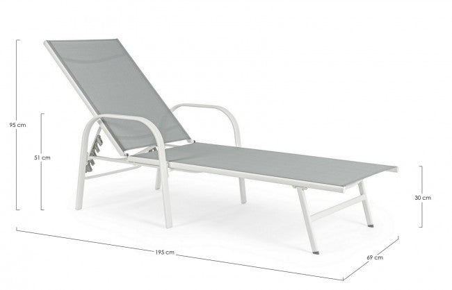 Transat Arent en acier et avec accoudoirs blancs 195 cm