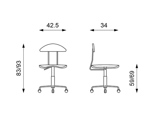 Chaise en polypropylène bleu 34x42,5x83/93h cm