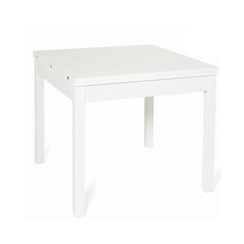 Table à manger en Frêne Blanc avec ouverture livre en bois mélaminé 90x90-180 cm