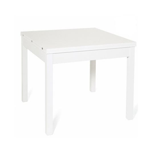 Table à manger en Frêne Blanc avec ouverture livre en bois mélaminé 90x90-180 cm