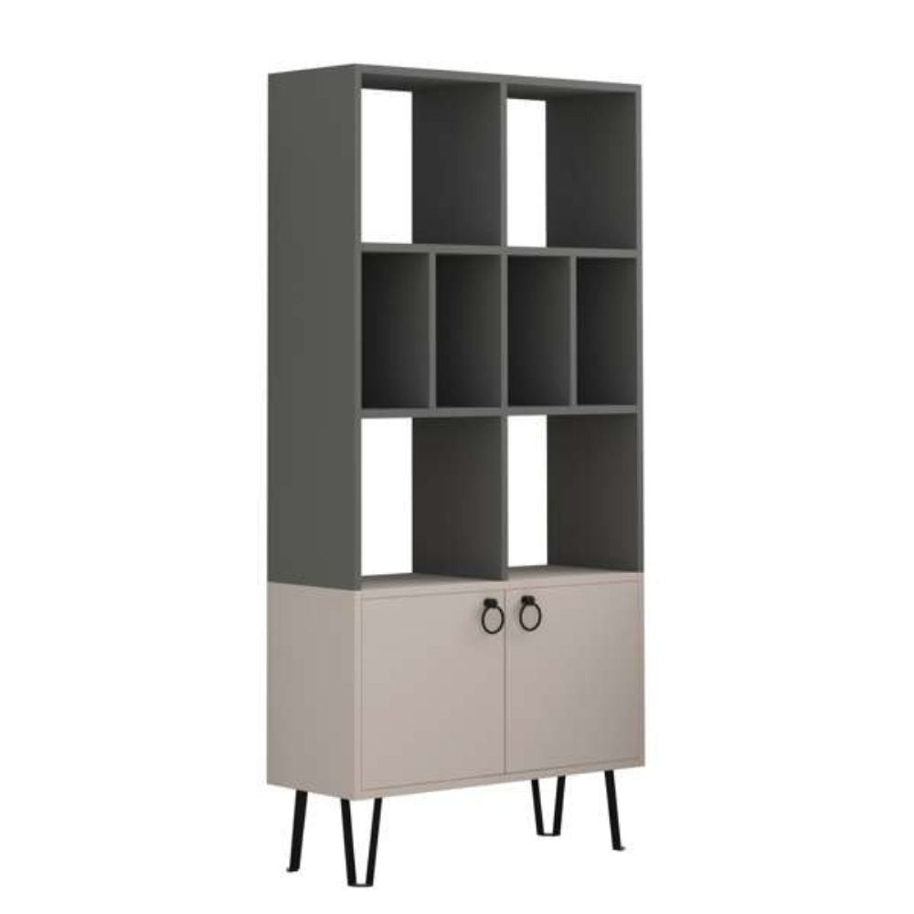 Bibliothèque Bene avec portes gris tourterelle anthracite
