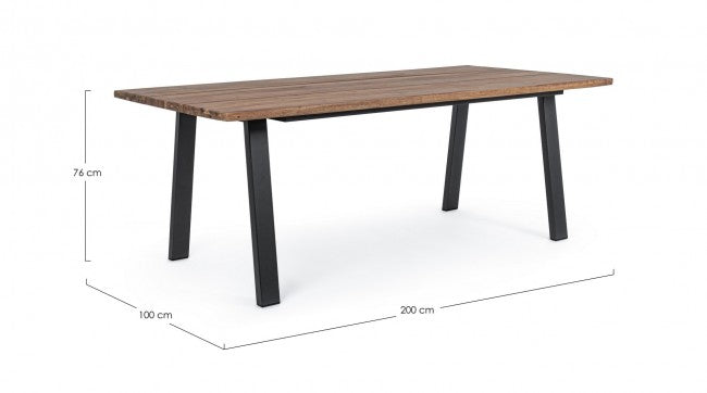 Table d'ameublement en bois naturel Oslo 200 x 100 cm