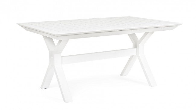Table de jardin extensible Kenyon blanche 180-240 x 100 cm