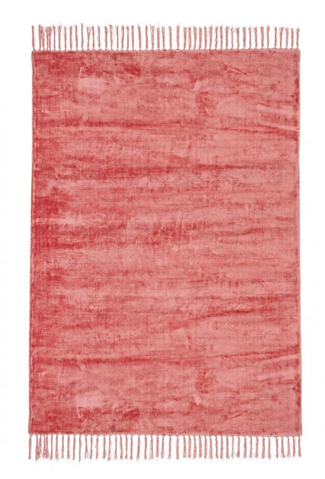 Tapis viscose style ethnique Rouge Corail BELIZE 140x200 cm