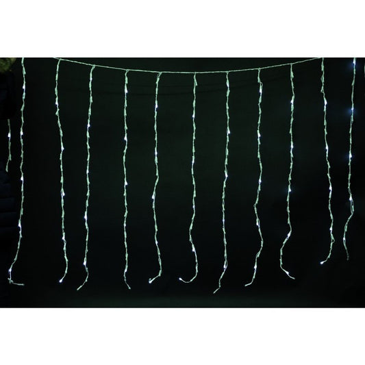 Rideau 144 LED Effet pluie blanc 300x 90 cm